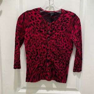 White House Black Market animal print cardigan